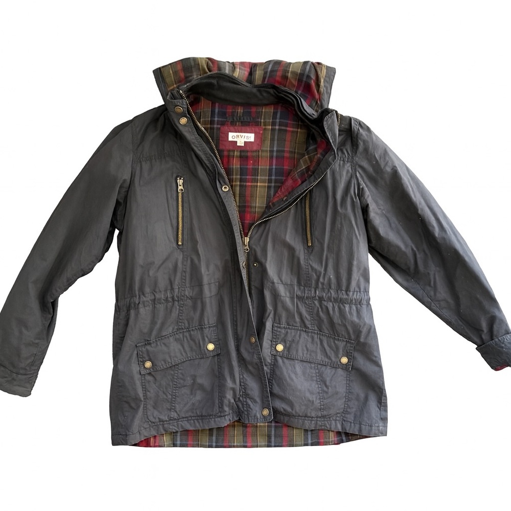 Black Orvis Utility Jacket with Flannel Lining and hood